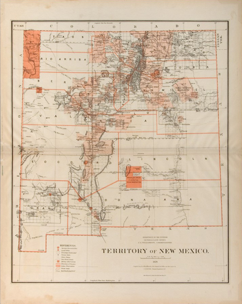 New Mexico territory map, 1876.