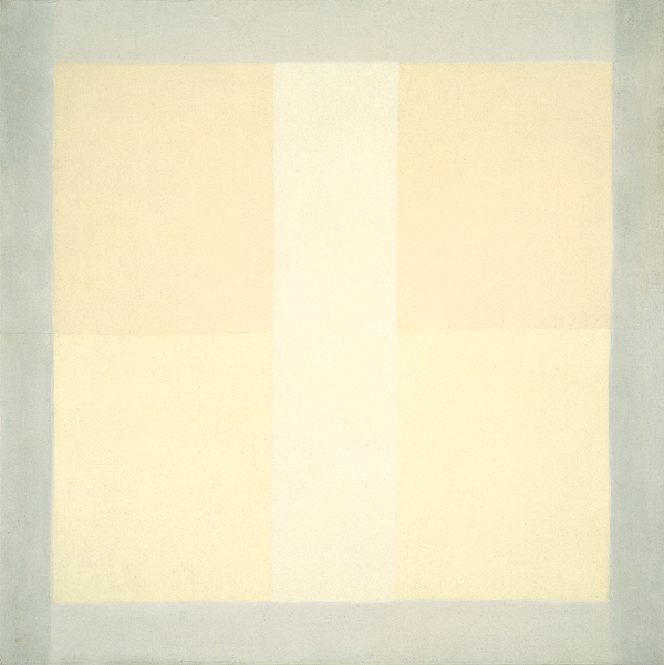 Agnes Martin, Wheat, 1957; oil on linen, 49 1/4 in. x 49 1/4 in. (125.1 cm x 125.1 cm); The Doris and Donald Fisher Collection at the San Francisco Museum of Modern Art; © Estate of Agnes Martin / Artists Rights Society (ARS), New York Agnes Martin, Wheat, 1957