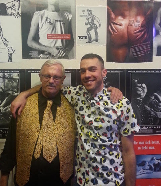 Buzz Bense and Alex Fialho at the opening for SAFE SEX BANG: The Buzz Bense Collection of Safe Sex Posters, Center for Sex & Culture, San Francisco, November 8, 2012.
