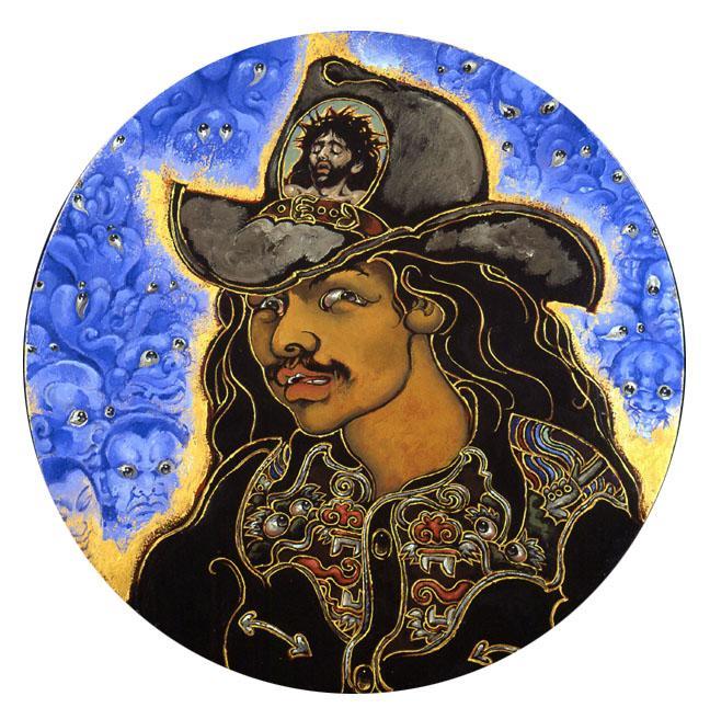 Martin Wong (1946-1999), Self-portrait, 1993; acrylic on canvas, 40 inch diameter.