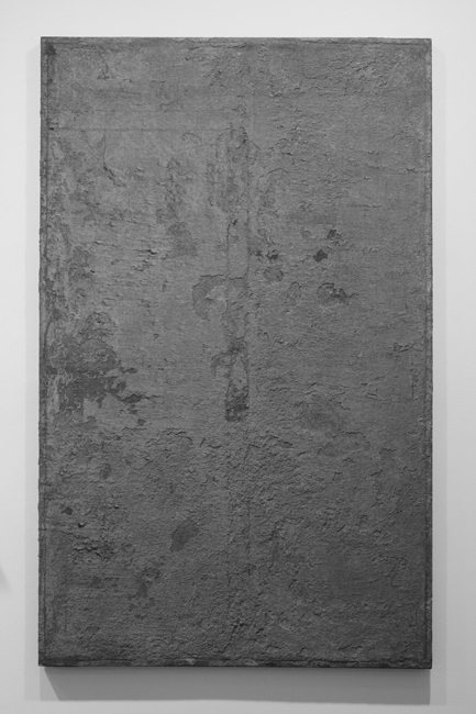 David Ireland, A Portion of: From the Year of Doing the Same Work Each Day, 1975; concrete and polymer on plastic; 70 ¾ x 44 inches; photo: M. Lee Fatherree; image courtesy of The 500 Capp Street Foundation.