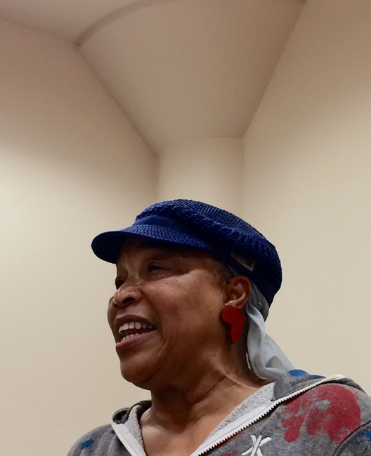 Rhodessa Jones at a weekly Medea Project meeting in June 2017. Photo: Alexandra Pappas.