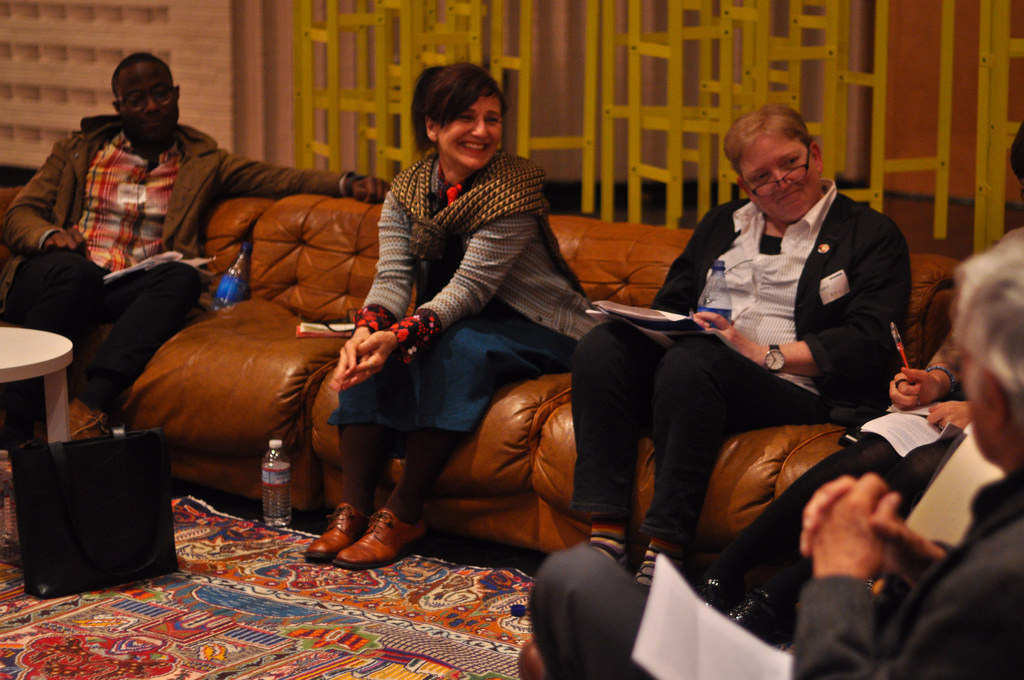 (From left to right) Barry Jenkins, Margaret Tedesco, Terry Castle. Photo by Charles Villyard.
