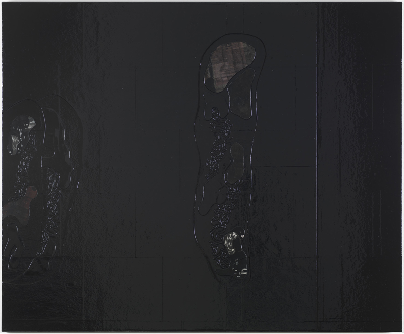 Ellen Gallagher, Negroes Battling in a Cave, 2016. Enamel, ink, rubber and paper on linen, in 4 parts. Each: 44 1/2 x 53 15/16 inches (113 x 137 cm). © Ellen Gallagher. Courtesy Gagosian.