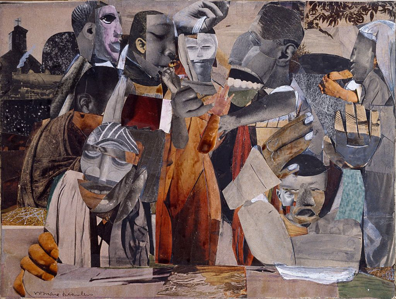 Romare Bearden, The Prevalence of Ritual: Baptism, 1964. Photomechanical reproductions, paint, and graphite on board, 9 1/8 x 12 in.