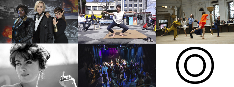 1. Michelle Handelman, Hustlers & Empires, 2018; production still; photo: Mr. Means; 2. Cecilia Eliceche, Dance Concerts, 2016; Photo: Dena Beard, courtesy The Lab; 3. Netta Yerushalmy, Paramodernities #2 and #3, 2017; photo: Paula Lobo; courtesy ODC Theater 4. Lucia Berlin; photo: Buddy Berlin, courtesy Z Space; 5. Photo: Robbie Sweeney, courtesy CounterPulse; 6. Open Space.