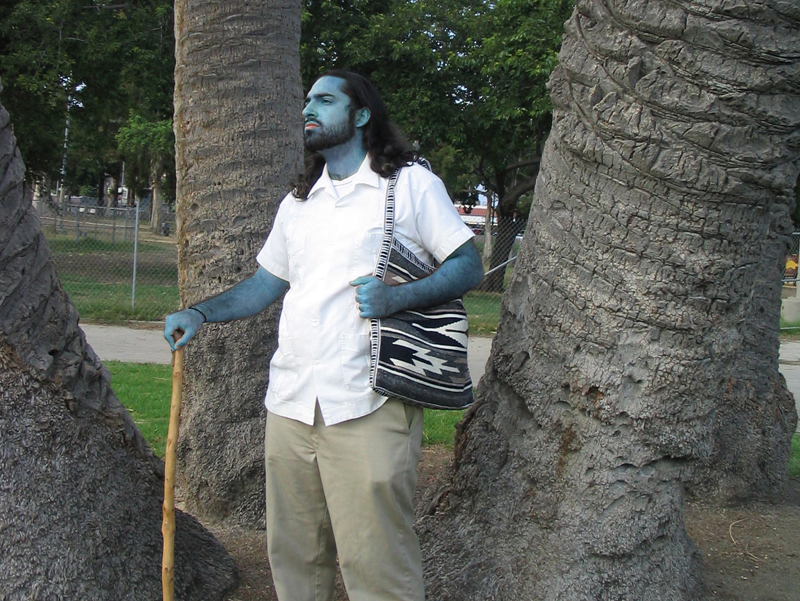Arturo Ernesto Romo, “Reies Krishna” (detail) from the installation Rended Facade, 2008. From Phantom Sightings: Art After the Chicano Movement, LACMA.