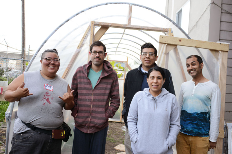 Several of the residents and tenants of Liberated 23rd Ave. (l to r): eri, Robbie, Ricardo, Blanca, Devi.
