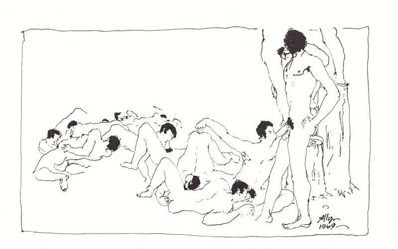 A drawing by Allyn Amundson in Sebastian Quill No. 2, 1971. Courtesy Ithuriel's Spear Press.