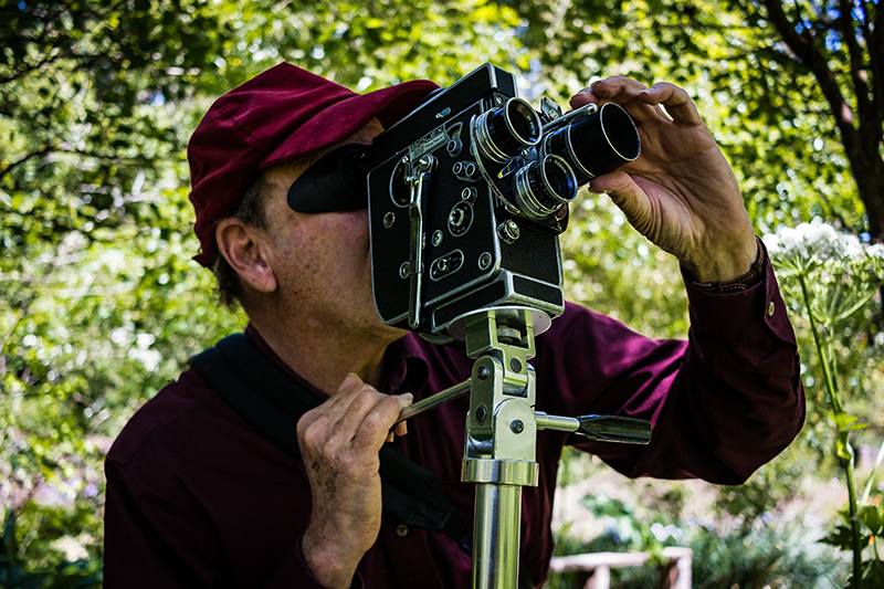 Nathaniel Dorsky shooting in the Arboretum. Photo: Danijel Bogdanic.