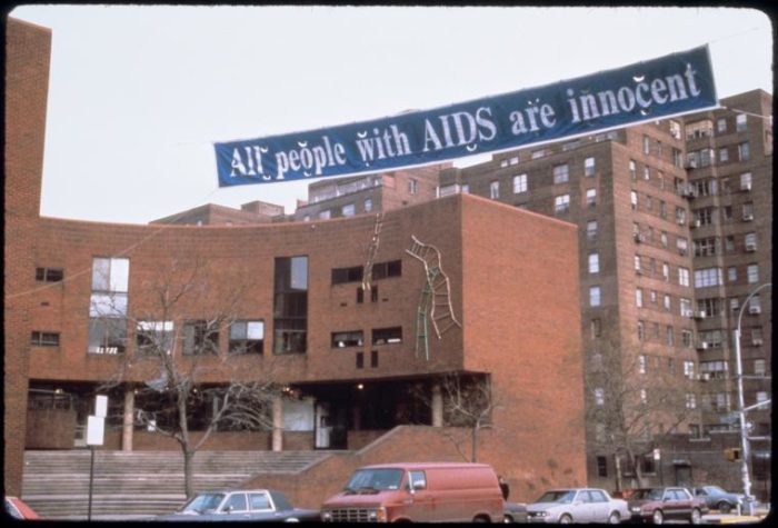Manuscripts and Archives Division, The New York Public Library. "All People with AIDS Are Innocent (Banner at the Henry Street Settlement)" New York Public Library Digital Collections. Accessed July 9, 2018. http://digitalcollections.nypl.org/items/510d47e4-1ce3-a3d9-e040-e00a18064a99