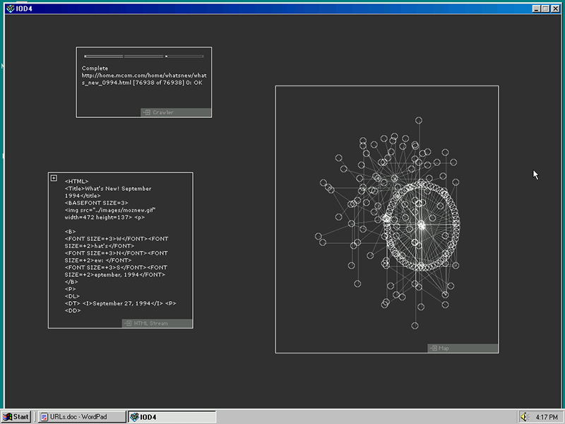 A screen capture of Web Stalker, I/O/D, 1997. Courtesy: Rhizome.