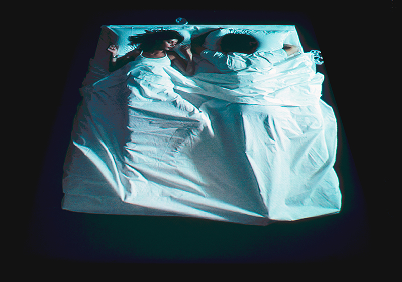 Abbas Kiarostami, Sleepers, 2001; single-channel video projection, color, silent, on white rubber, tarp, or sheet, 1 hr. 32:57 min, life size; Collection SFMOMA, Gift of Carla Emil and Rich Silverstein; © Abbas Kiarostami Abbas Kiarostami, Sleepers, 2001