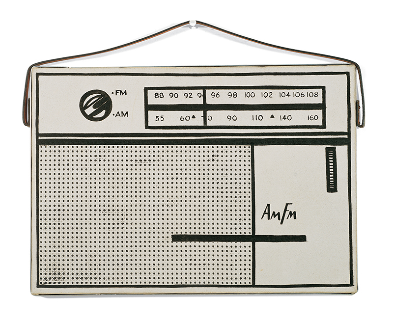 Roy Lichtenstein, Portable Radio, 1962; oil on canvas with aluminum and leather; 17 1/4 in. x 20 in. (43.82 cm x 50.8 cm); The Doris and Donald Fisher Collection at the San Francisco Museum of Modern Art; © Estate of Roy Lichtenstein. Roy Lichtenstein, Portable Radio, 1962