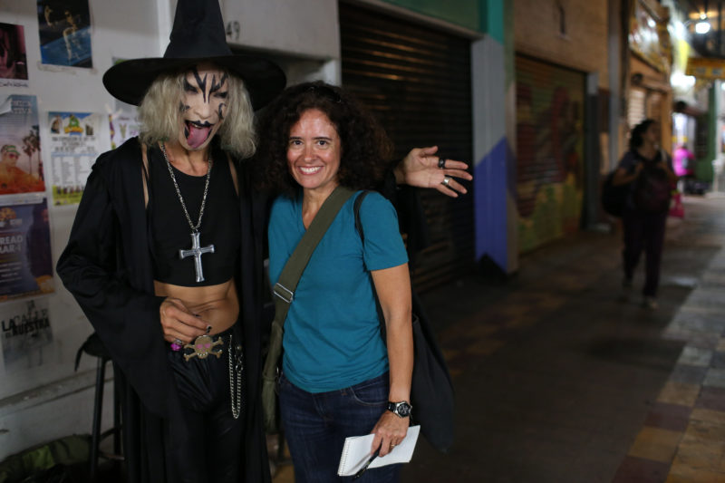 On the job in Tijuana, with the street musician El Muertho (The Dead One). Photo: Marcus Yam