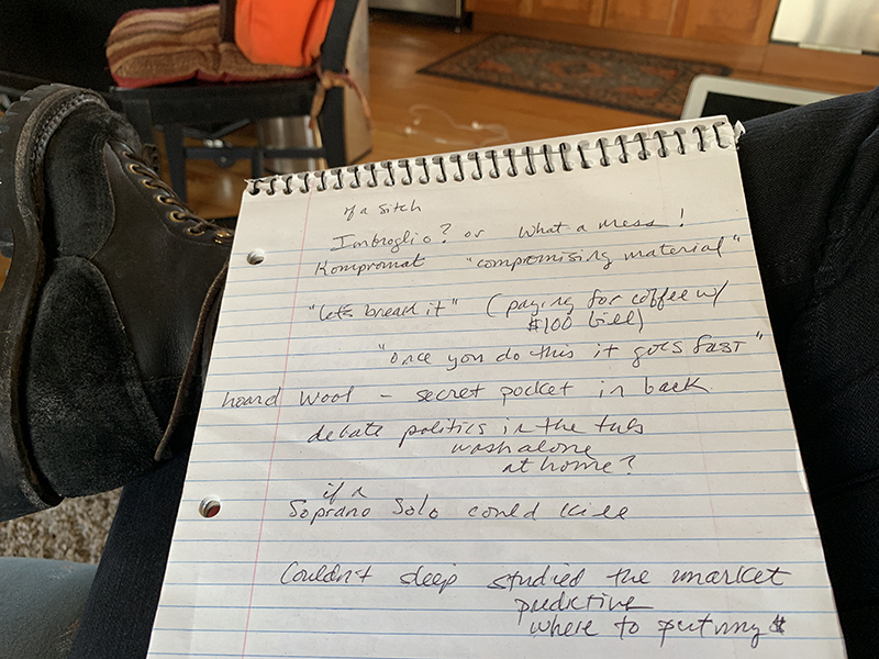 Stacy Szymaszek in Missoula with notebook.