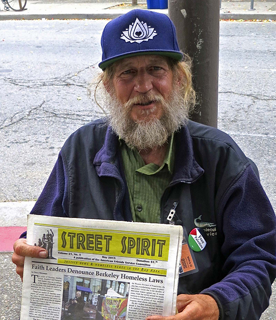 A Street Spirit vendor.
