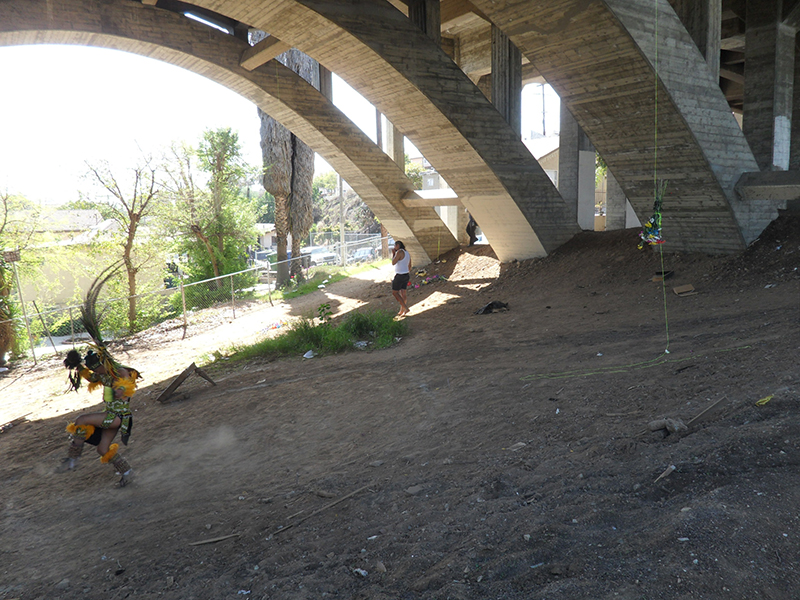 Sebastian Hernández and Rafa Esparza, no water under the bridge, 2014. Photo: Carol Cheh.