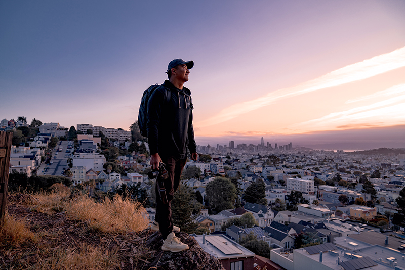 Joey Montoya (Lipan Apache) on Occupied Yelamu Ohlone Territory. Photo: Hud Oberly.