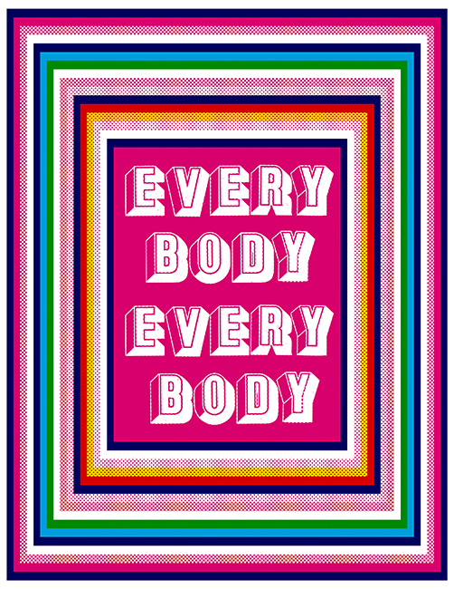 Edie Fake, Gender Neutral Bathroom Sign, 2011. Silkscreened on purple paper 11 x 8.5 inches. Courtesy of the artist.