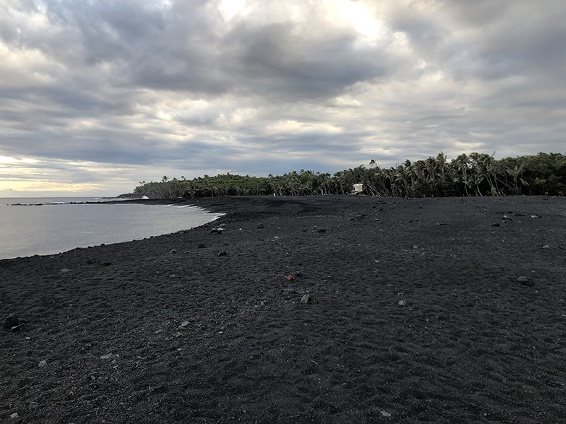 New black sand beach (created August 2018), Isaac Hale Beach Park, Pohoiki, Hawaii, CA.