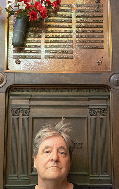 Kevin Killian at Jack Spicer's grave. Photo: Mario Miron.