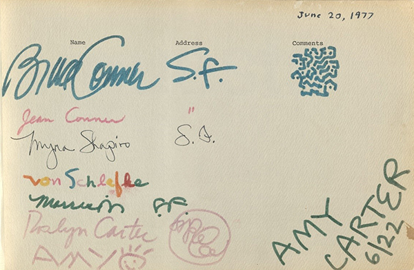 Manitoba Museum of Finds Art Guest Book; title page (above) and page 1.