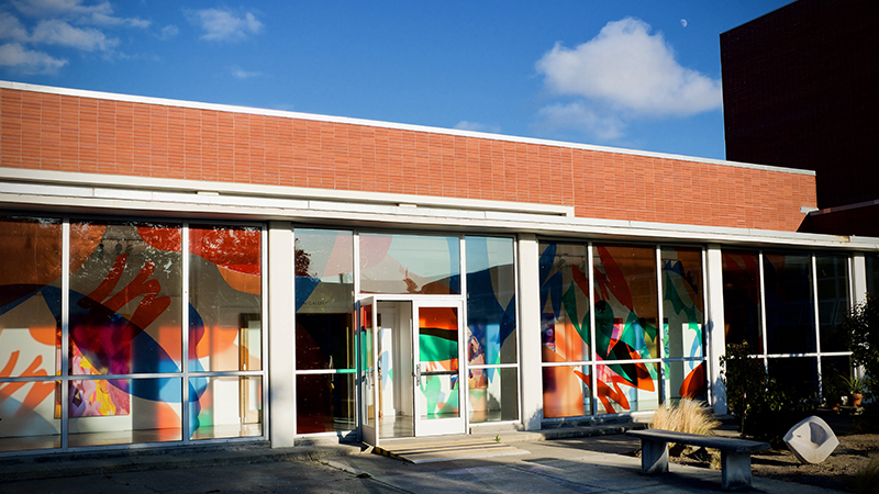 Nicole Mueller’s site specific installation, Thresholds, at the Richmond Art Center, 2019. Photo by Bill Johnston Jr.