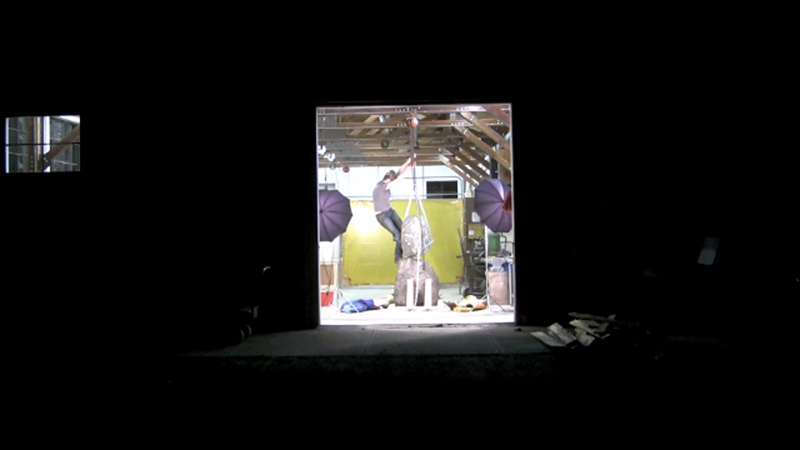 Catherine Fairbanks, screenshot of Vignettes of Thereness, the Making of a Rock Snowman, 2011-2013, video.