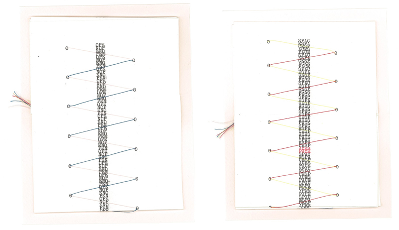1/1 : Open/Space, typewriter book w/ thread, scanned at Copy Central on Telegraph, 12/7/19