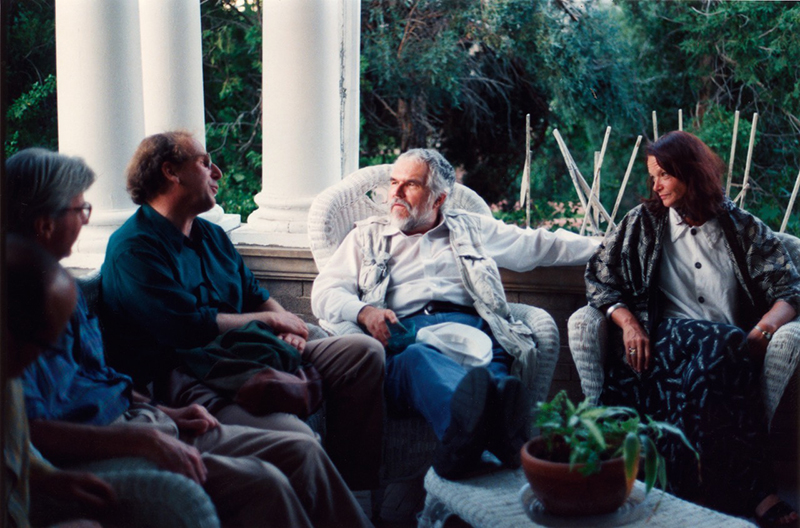 Left to right: Jerome Hiler, Nathaniel Dorsky, Stan Brakhage, and Anne Waldman, 1998.
