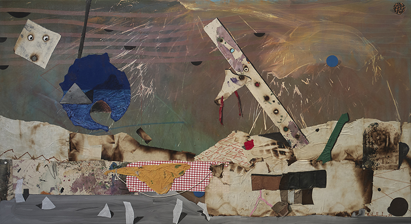 Mike Henderson, Cloud Nine, 1977; acrylic and mixed media on canvas, 54 x 100 inches. Courtesy of the artist and Haines Gallery, San Francisco.