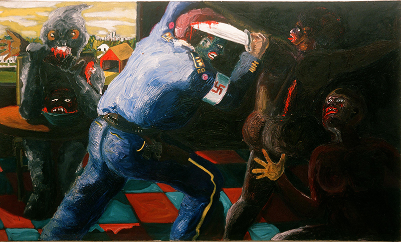Mike Henderson, Non Violence, 1968; oil on canvas, 72 x 120 inches. Courtesy of the artist and Haines Gallery, San Francisco