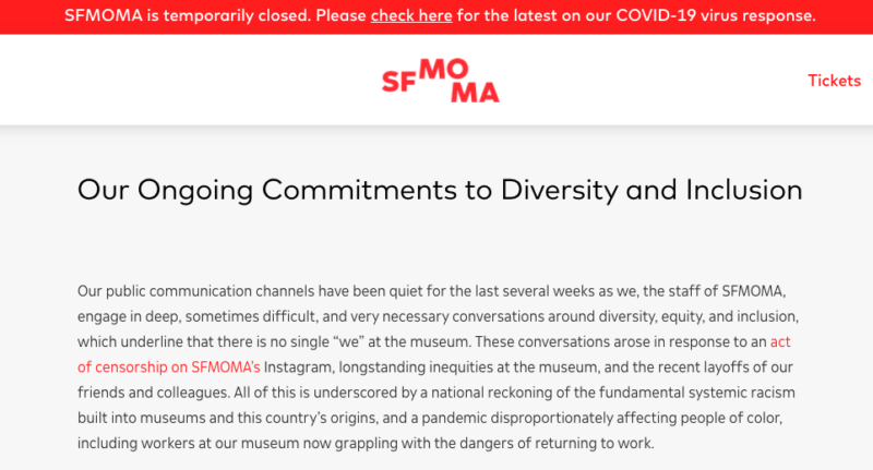 What you'll find on the museum's home page right now.
