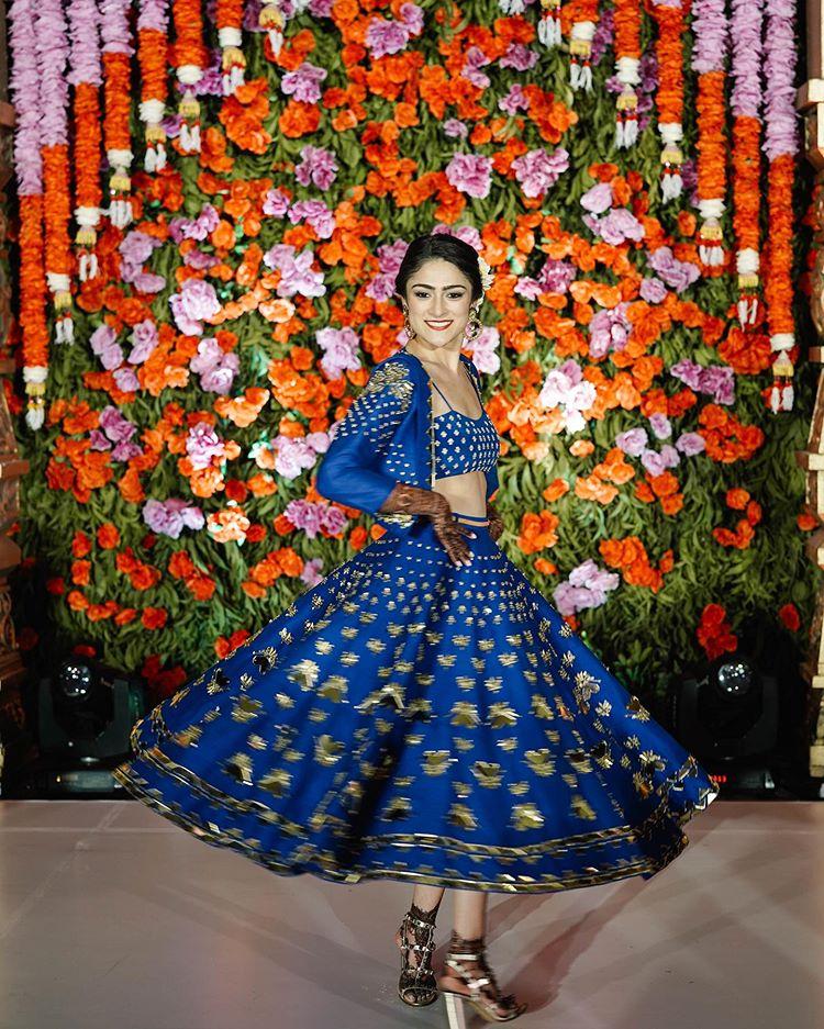 Navy Blue Short Mehendi Lehenga - Shaadiwish