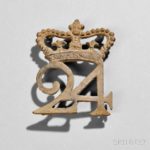 24th Regiment of Foot Cartridge Pouch Plate, c. 1777 (Sold for $8,500)