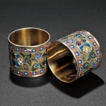 Faberge Gilded Silver and Enamel Napkin Rings