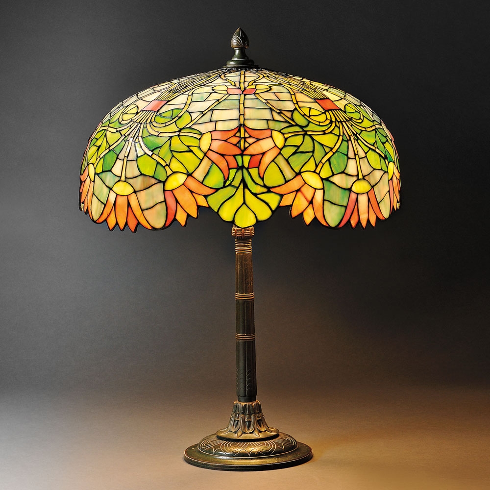 Egyptian Revival Table Lamp Attributed to Gorham, Mosaic glass and metal, Providence, Rhode Island, early 20th century (Lot 5, Estimate $1,200-$1,800)