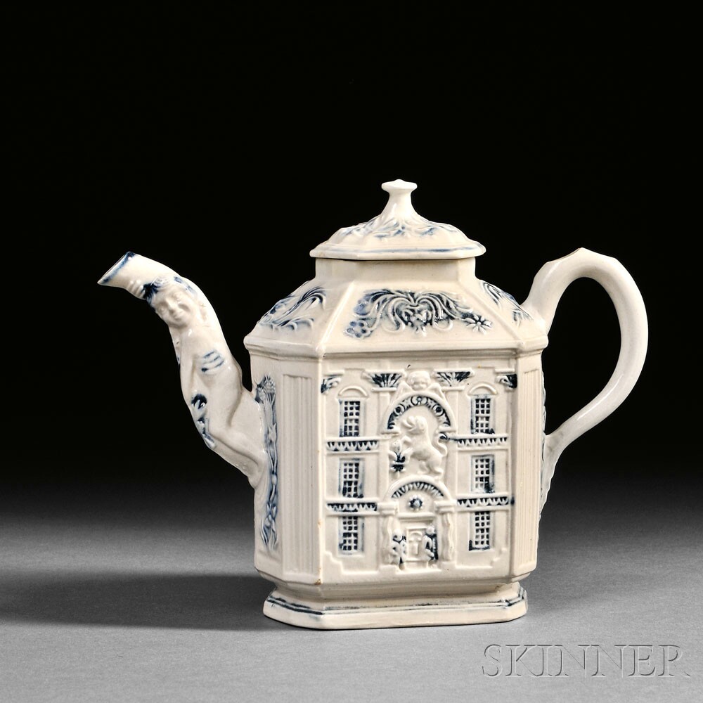 Staffordshire Salt Glazed Stoneware House Teapot and Cover, estimate $1,500-$2,500