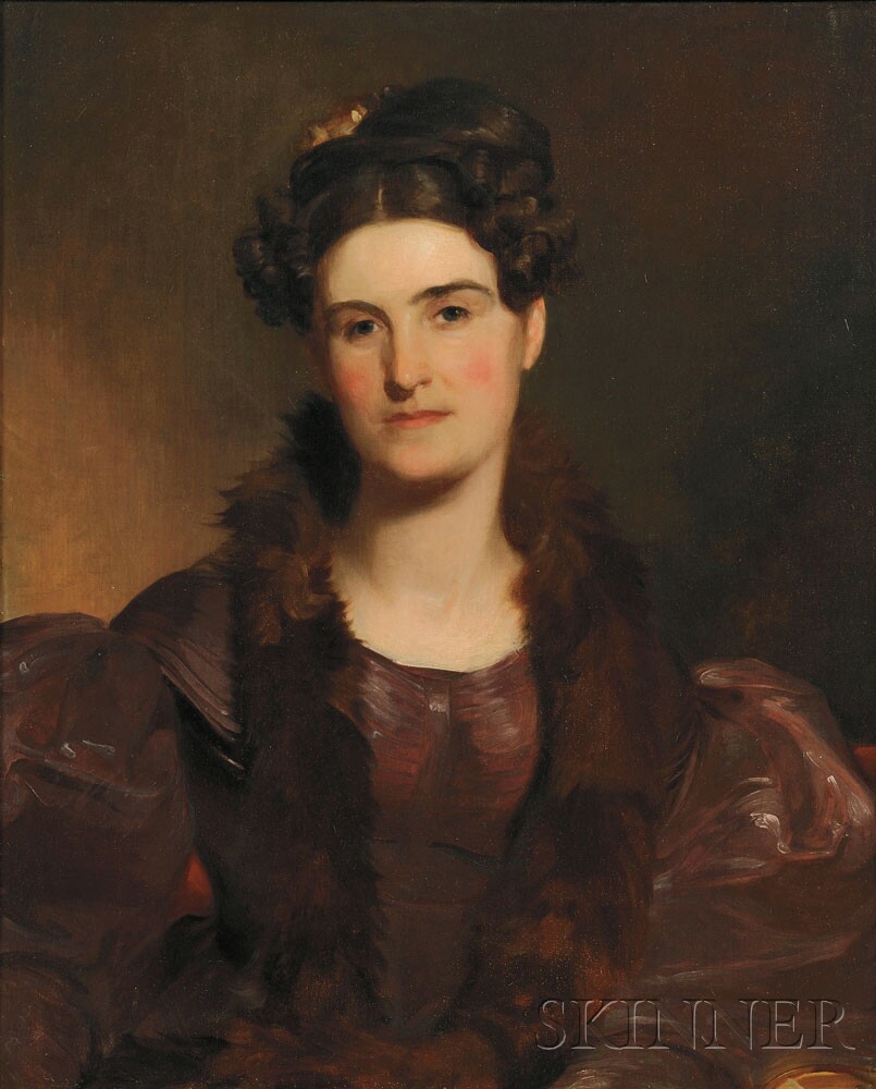 Portrait of Mrs. William Brown (Miss Deborah Norris) by Thomas Sully (American, 1783-1872), (Lot 1, Estimate $1,000-$1,500)