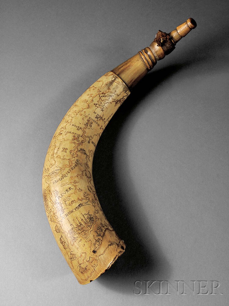 Engraved New York Map Horn, c. mid-18th century (Lot 132, Estimate $10,000-$12,000)