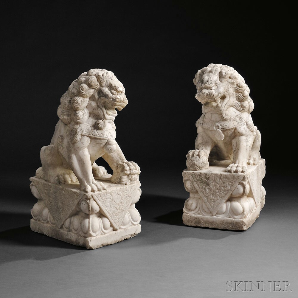 Pair of Buddhist Lions, China, 19th/20th century (Lot 543, Estimate $800-$1,000)