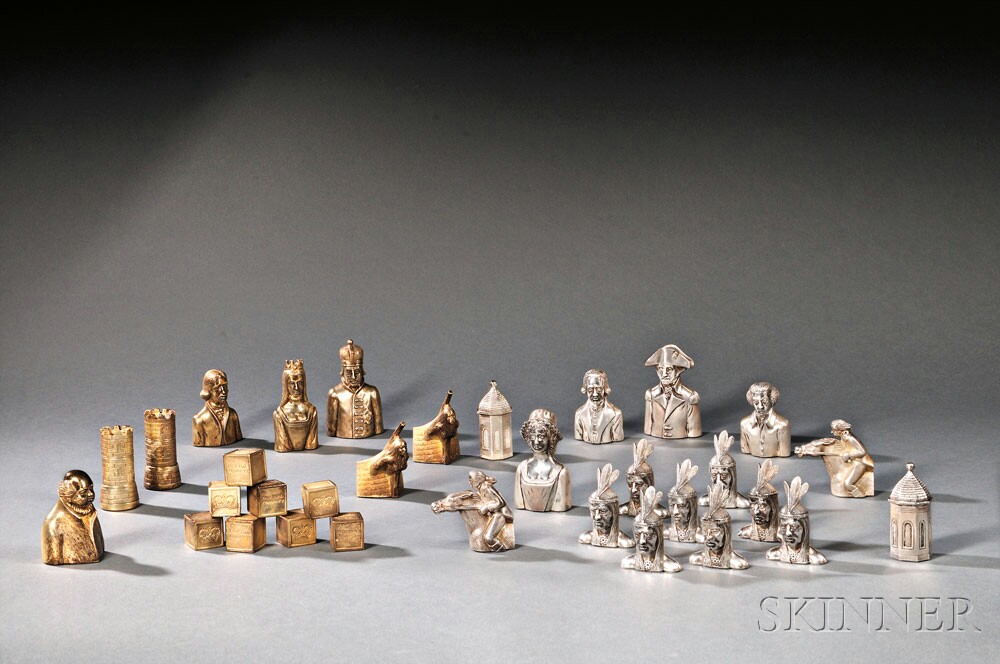 Elizabeth II Parcel-gilded Sterling Silver Liberty Chess Pieces, London, 1973, James Goodbrand, maker (Lot 32, Estimate $5,000-$7,000)