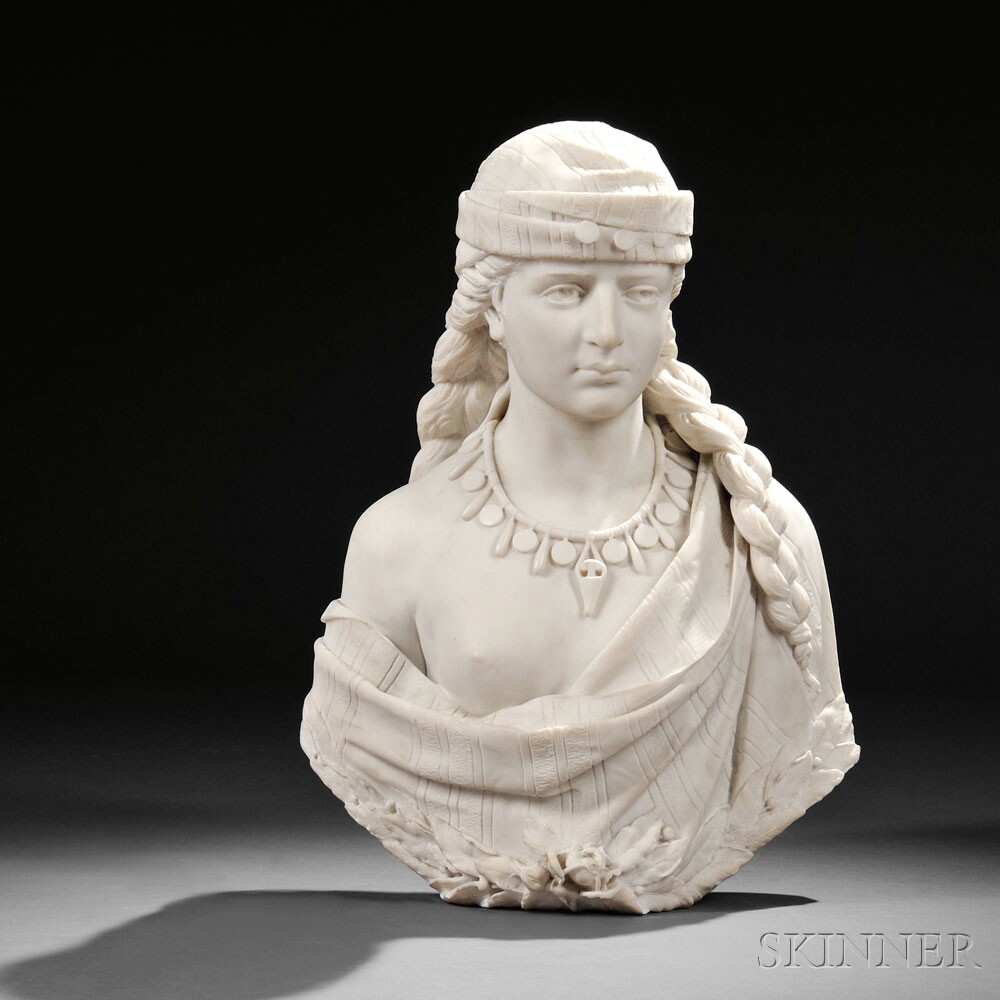 Cesare Lapini (Italian, 1848-1893) Carrara Marble Bust of an Orientalist Beauty (Lot 259, Estimate $2,000-$4,000)