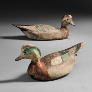 Pair of Rare Ward Brothers Widgeon Decoys, Lemuel T. Ward (1896-1983) and Stephen Ward (1895-1976), Sold for: $132,000