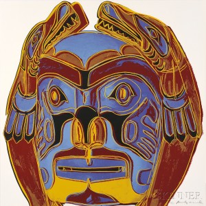 Andy Warhol (American, 1928-1987) Northwest Coast Mask, from COWBOYS AND INDIANS, 1986, edition of 250 plus proofs (Lot 53, Estimate $10,000-$15,000)