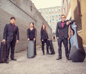 The Vasari String Quartet is a vibrant, young, Boston-based ensemble comprised of undergraduate students at the New England Conservatory of Music. Hailing from Washington DC, Chicago, Sydney, and Shanghai, these four musicians share a vision that chamber music embodies both intellectual and emotional vitality. (left to right Brian Hong, Jing Peng, Harriet Langley, Alexander Hersh)