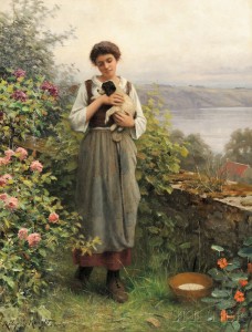 Daniel Ridgway Knight (American, 1839-1924) Young Girl Holding a Puppy (Lot 329, Estimate $50,000-$70,000)