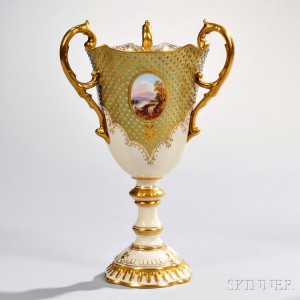 Jeweled Coalport Porcelain Three-handled Loving Cup, England, late 19th century (Lot 970, Estimate $800-$1,200)