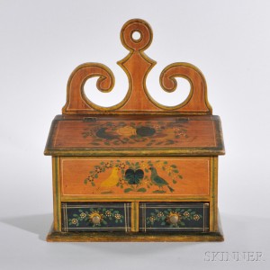 Carved and Painted Pine Hanging Spice Box, Samuel L. Plank (Mifflin County, 1821-1900), Pennsylvania, last quarter 19th century (Lot 1107, Estimate $12,000-$18,000)